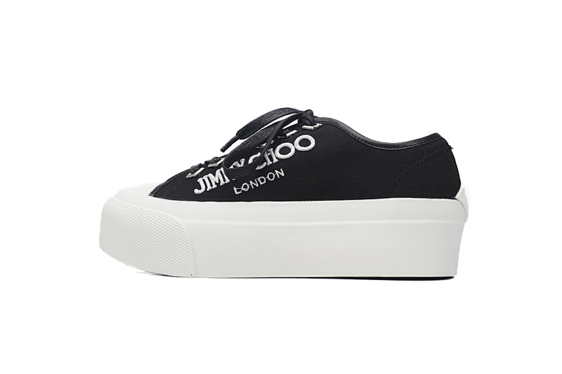 【CA7XP】女款黑色 吉米周板鞋Women's Jimmy Choo Palma Maxi Black and Latte Canvas Platform Trainers