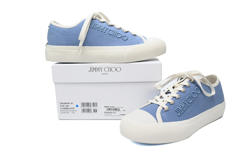 【CA7XP】男款蓝色 吉米周板鞋 Jimmy Choo Palma Maxi Blue Canvas Platform Trainers PALMAMAXIFCYE043621