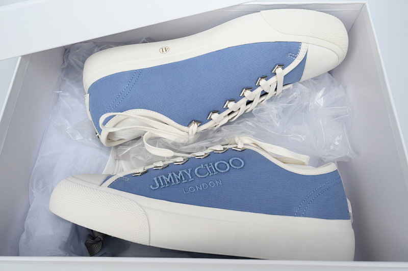 【CA7XP】男款蓝色 吉米周板鞋 Jimmy Choo Palma Maxi Blue Canvas Platform Trainers PALMAMAXIFCYE043621