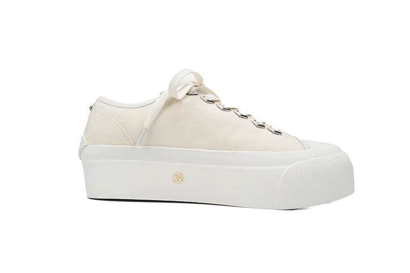 【CA7XP】女款白色 吉米周板鞋Women's Jimmy Choo Palma Maxi White Canvas Platform Trainers