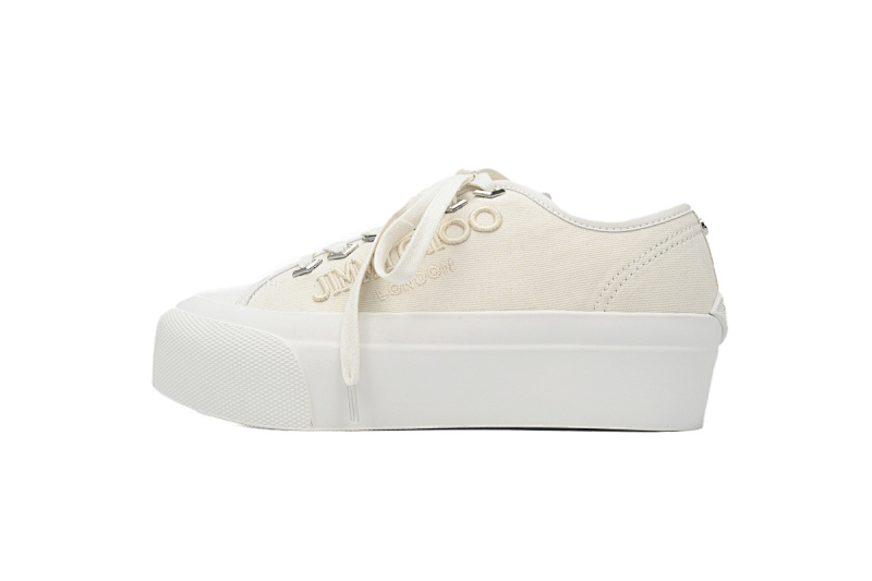 【CA7XP】女款白色 吉米周板鞋Women's Jimmy Choo Palma Maxi White Canvas Platform Trainers