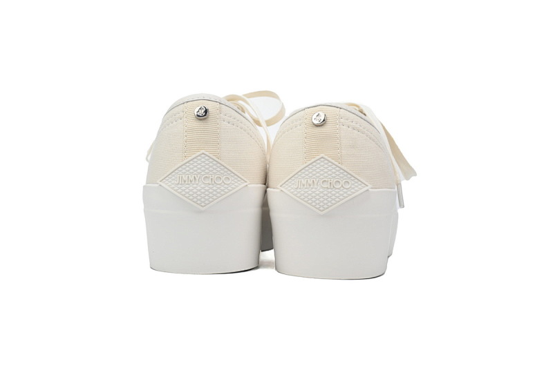 【CA7XP】女款白色 吉米周板鞋Women's Jimmy Choo Palma Maxi White Canvas Platform Trainers