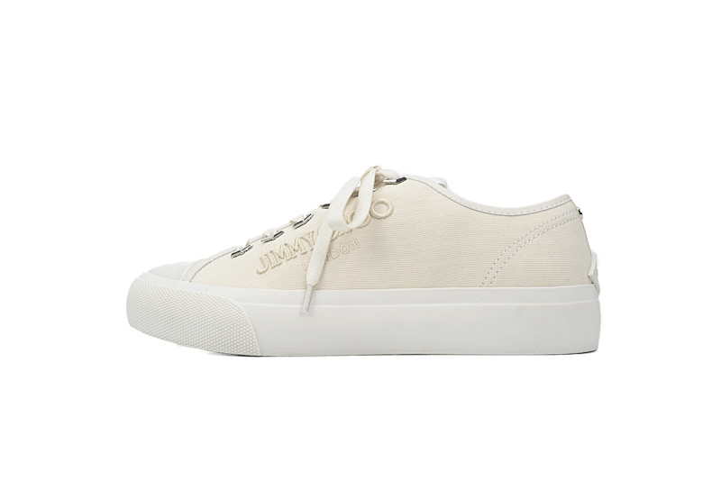 【CA7XP】男款白色 吉米周板鞋Jimmy Choo Palma Maxi White Canvas Platform Trainers PALMAMAXIFCYE