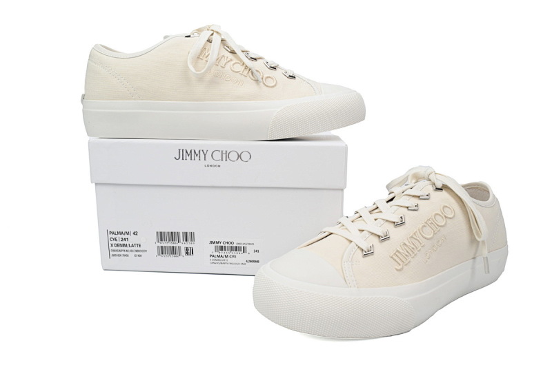【CA7XP】男款白色 吉米周板鞋Jimmy Choo Palma Maxi White Canvas Platform Trainers PALMAMAXIFCYE