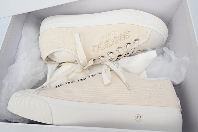 【CA7XP】男款白色 吉米周板鞋Jimmy Choo Palma Maxi White Canvas Platform Trainers PALMAMAXIFCYE
