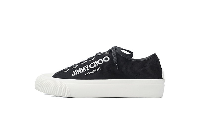 【CA7XP】男款黑色 吉米周板鞋Jimmy Choo Palma Maxi Black and Latte Canvas Platform Trainers PALMAMAXIFCYE013921