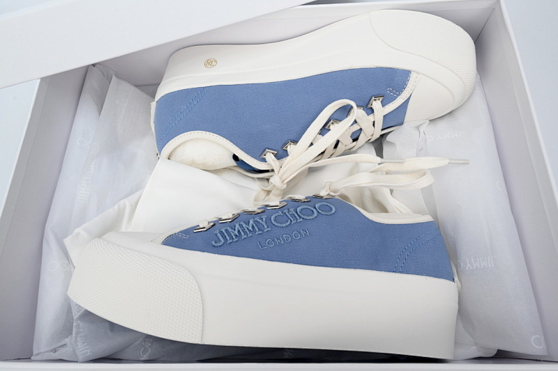 【CA7XP】女款蓝色 吉米周板鞋 Women's Jimmy Choo Palma Maxi Blue Canvas Platform Trainers