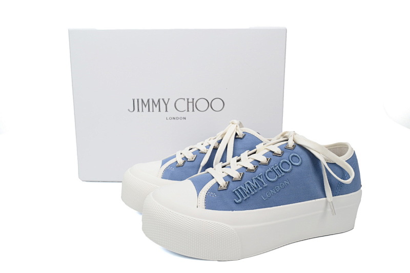 【CA7XP】女款蓝色 吉米周板鞋 Women's Jimmy Choo Palma Maxi Blue Canvas Platform Trainers
