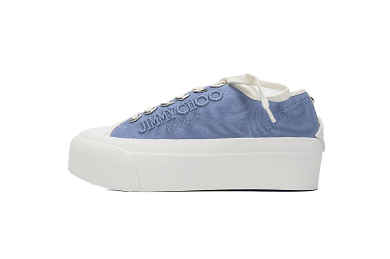 【CA7XP】女款蓝色 吉米周板鞋 Women's Jimmy Choo Palma Maxi Blue Canvas Platform Trainers