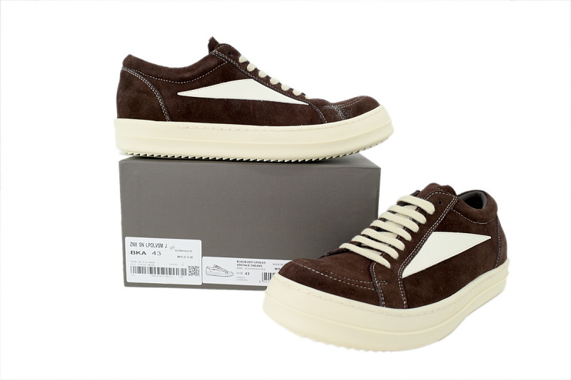 【DA7ET】小三角咖啡 里克•欧文斯低帮休闲鞋 Rick Owens Hollywood Vintage Low 'Mahogany Milk'