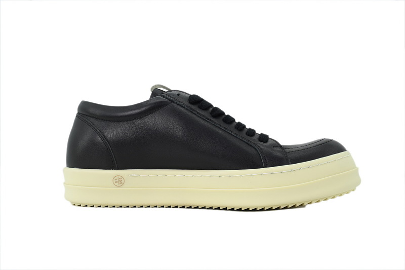 【DA7ET】黑色 里克•欧文斯低帮休闲鞋 Rick Owens Leather Low Top 'Black Fashion'