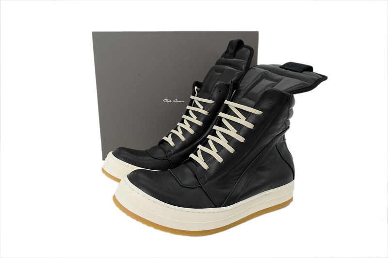【EA9ET】倒三角生胶底黑 里克•欧文斯高帮休闲鞋 Rick Owens Concordians Creep Geobasket 'Black Milk'