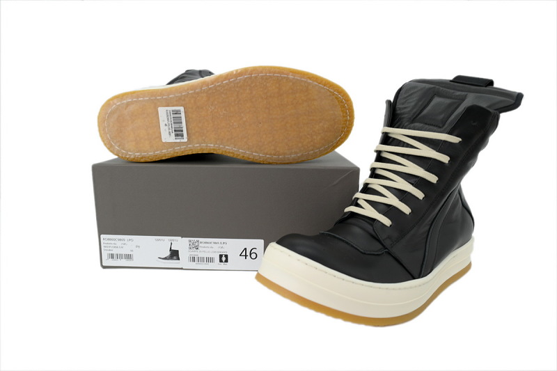 【EA9ET】倒三角生胶底黑 里克•欧文斯高帮休闲鞋 Rick Owens Concordians Creep Geobasket 'Black Milk'