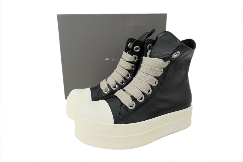 【EA5ET】高厚底粗鞋带 里克•欧文斯高帮休闲鞋 Rick Owens Mega Bumper Sneaker 'Black'