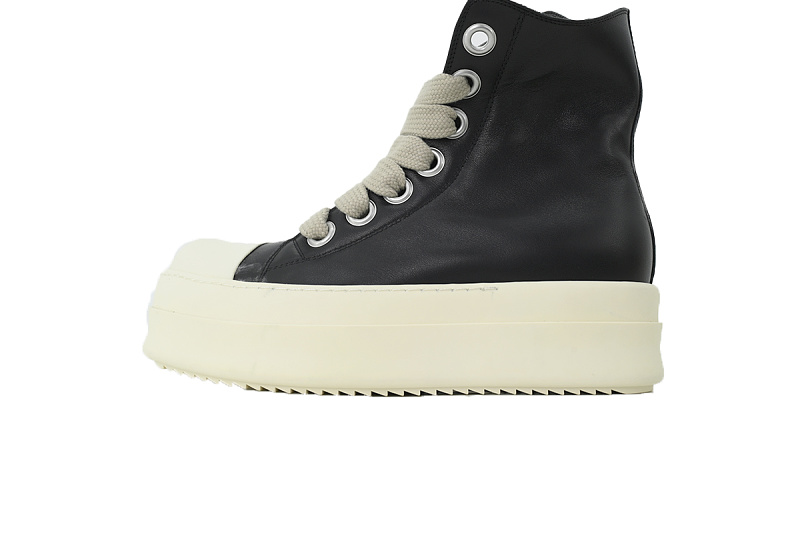 【EA5ET】高厚底粗鞋带 里克•欧文斯高帮休闲鞋 Rick Owens Mega Bumper Sneaker 'Black'
