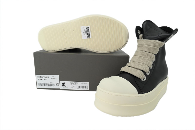 【EA5ET】高厚底粗鞋带 里克•欧文斯高帮休闲鞋 Rick Owens Mega Bumper Sneaker 'Black'