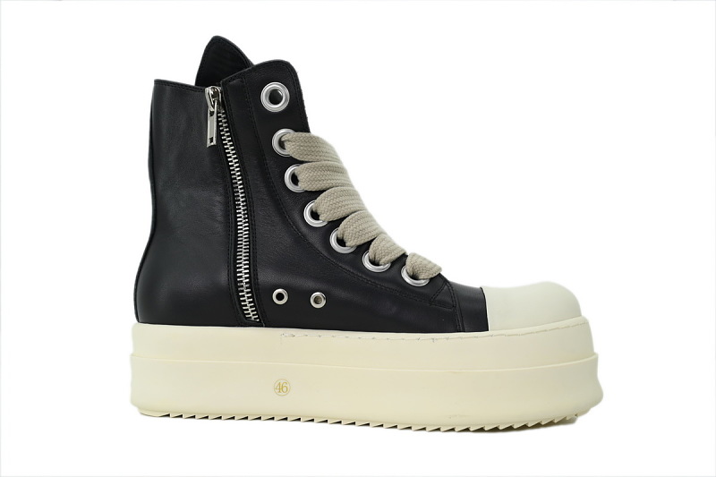 【EA5ET】高厚底粗鞋带 里克•欧文斯高帮休闲鞋 Rick Owens Mega Bumper Sneaker 'Black'