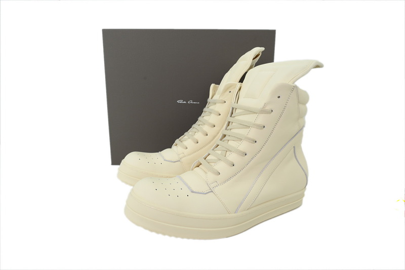 【EA5ET】倒三角全白 里克•欧文斯高帮休闲鞋 Rick Owens Wmns Strobe Geobasket 'Milk'