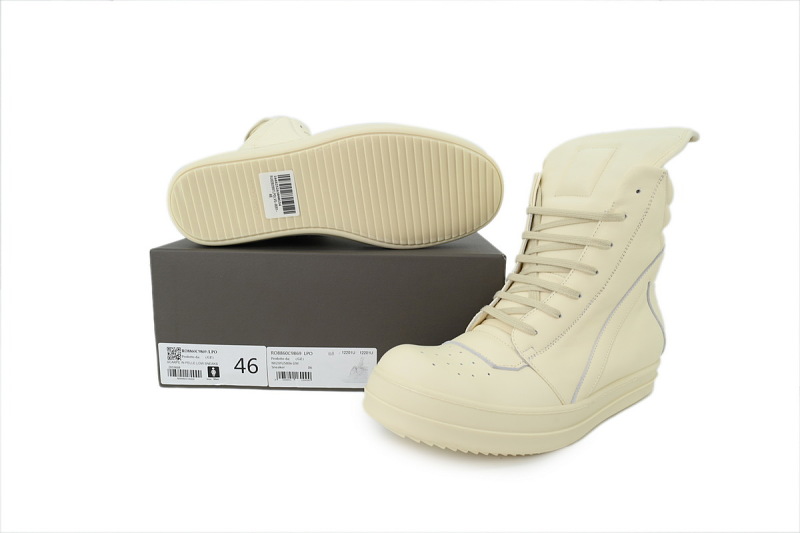 【EA5ET】倒三角全白 里克•欧文斯高帮休闲鞋 Rick Owens Wmns Strobe Geobasket 'Milk'