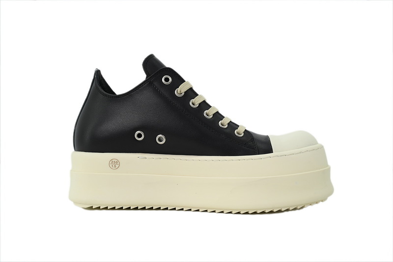 【EA5ET】西瓜头厚底黑 里克•欧文斯低帮厚底休闲鞋 Rick Owens Wmns DRKSHDW Double Bumper Low 'Black Milk'