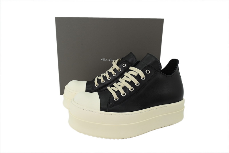 【EA5ET】西瓜头厚底黑 里克•欧文斯低帮厚底休闲鞋 Rick Owens Wmns DRKSHDW Double Bumper Low 'Black Milk'