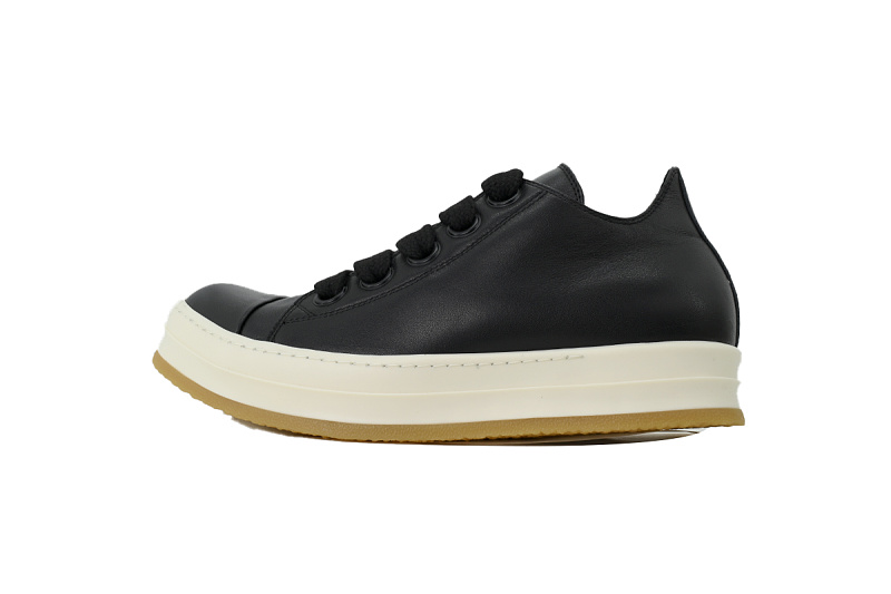 【EA5ET】西瓜头生胶底 里克•欧文斯低帮休闲鞋 Rick Owens Lpolvs Vintage Low 'Black Milk'