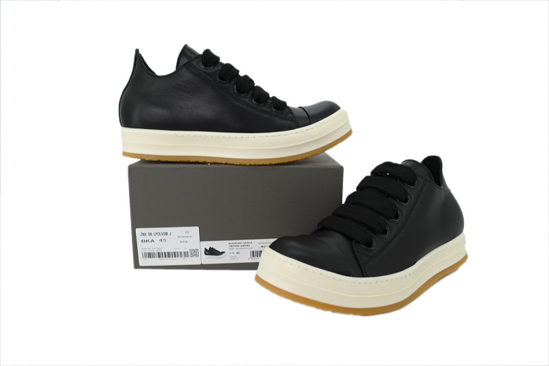 【EA5ET】西瓜头生胶底 里克•欧文斯低帮休闲鞋 Rick Owens Lpolvs Vintage Low 'Black Milk'