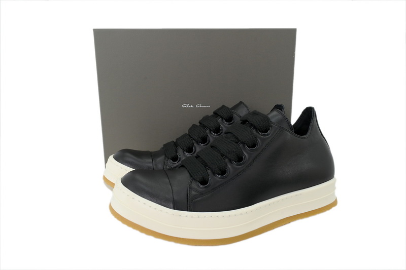 【EA5ET】西瓜头生胶底 里克•欧文斯低帮休闲鞋 Rick Owens Lpolvs Vintage Low 'Black Milk'
