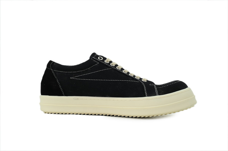 【DA7ET】小三角黑标帆布 里克•欧文斯低帮休闲鞋 Rick Owens Wmns DRKSHDW Temple Star Applique Sneaks 'Black Milk'