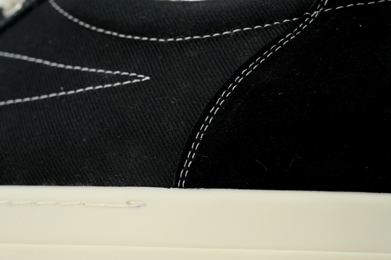 【DA7ET】小三角黑标帆布 里克•欧文斯低帮休闲鞋 Rick Owens Wmns DRKSHDW Temple Star Applique Sneaks 'Black Milk'