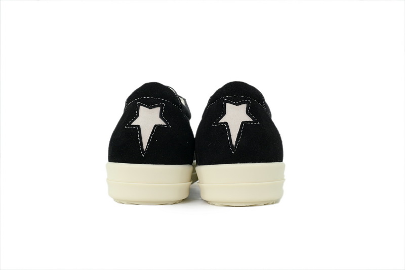 【DA7ET】小三角黑标帆布 里克•欧文斯低帮休闲鞋 Rick Owens Wmns DRKSHDW Temple Star Applique Sneaks 'Black Milk'