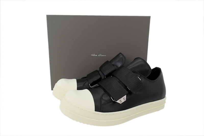 【EA5ET】黑色魔术贴 里克•欧文斯低帮休闲鞋 Rick Owens Extreme Low Sneaker 'Black'