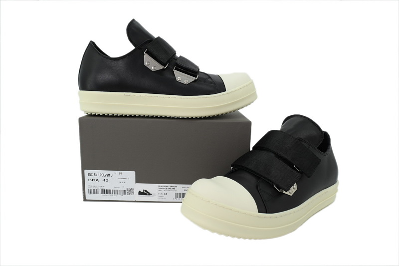 【EA5ET】黑色魔术贴 里克•欧文斯低帮休闲鞋 Rick Owens Extreme Low Sneaker 'Black'