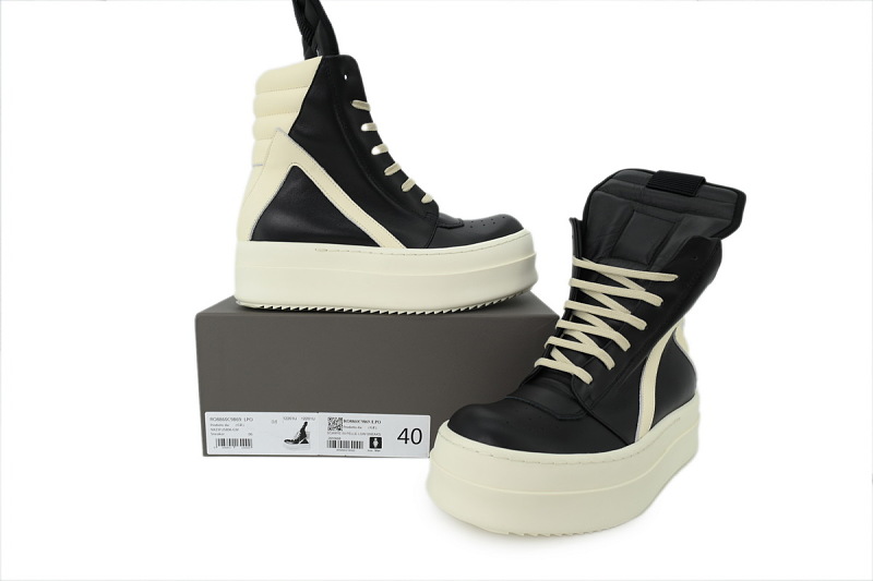 【EA5ET】倒三角厚底 里克•欧文斯高帮休闲鞋 Rick Owens Mega Bumper Sneaker 'Black Milk'