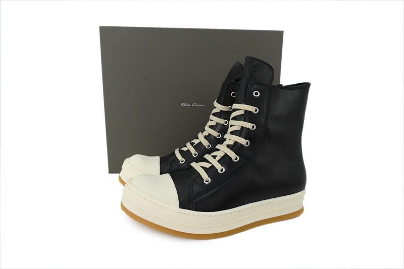 【EA5ET】高生胶底黑白 里克•欧文斯高帮休闲鞋 Rick Owens FW25 Concordians Creep Sneakers "Black/Milk/Milk"