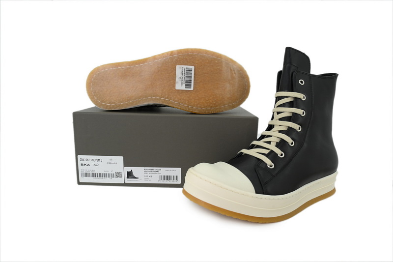 【EA5ET】高生胶底黑白 里克•欧文斯高帮休闲鞋 Rick Owens FW25 Concordians Creep Sneakers "Black/Milk/Milk"