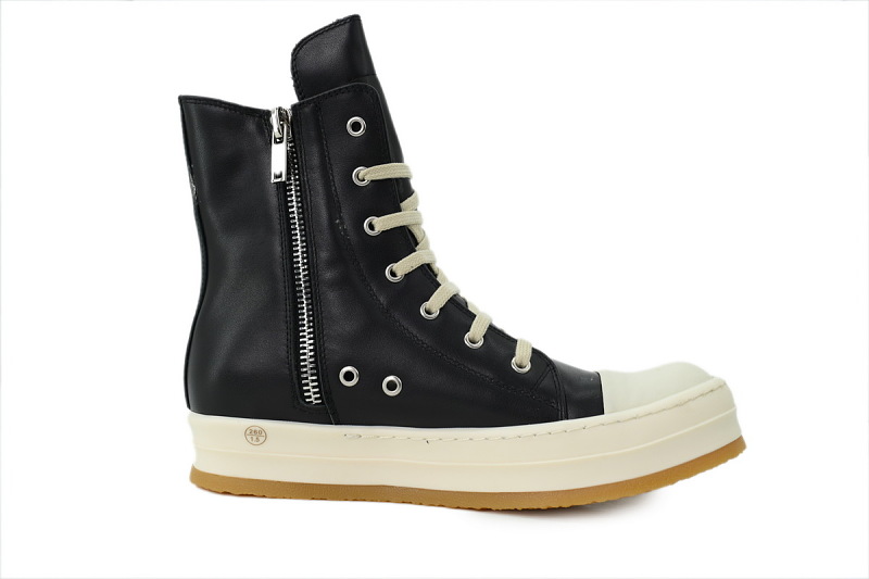 【EA5ET】高生胶底黑白 里克•欧文斯高帮休闲鞋 Rick Owens FW25 Concordians Creep Sneakers "Black/Milk/Milk"