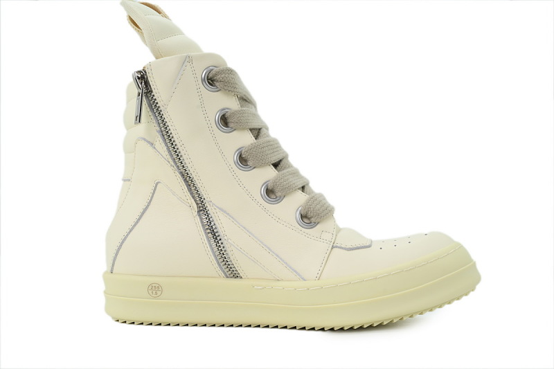 【EA5ET】高倒三角粗鞋带白 里克•欧文斯高帮休闲鞋 Rick Owens Geobasket Sneaker Triple White