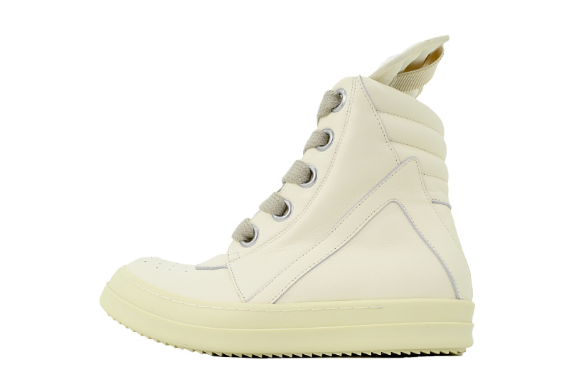 【EA5ET】高倒三角粗鞋带白 里克•欧文斯高帮休闲鞋 Rick Owens Geobasket Sneaker Triple White