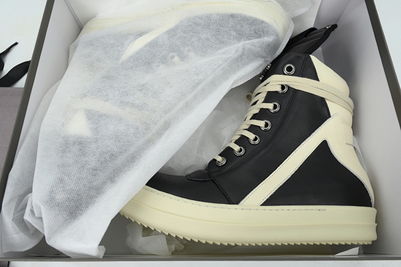 【EA1GZ】克罗心倒三角联名黑白 里克•欧文斯克罗心高帮休闲鞋Rick Owens Croix Black And White