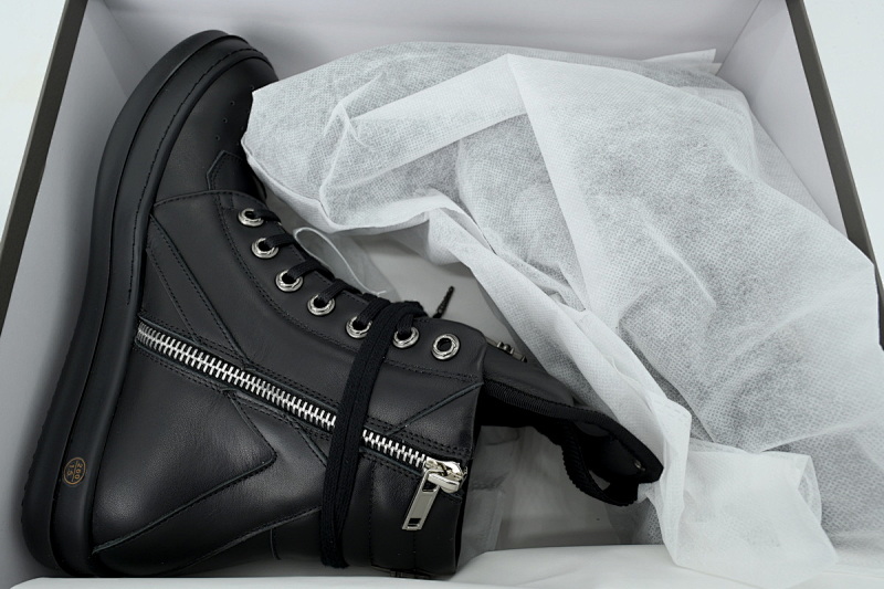 【EA1GZ】克罗心倒三角联名款全黑 里克•欧文斯克罗心高帮休闲鞋Rick Owens Croix All Black