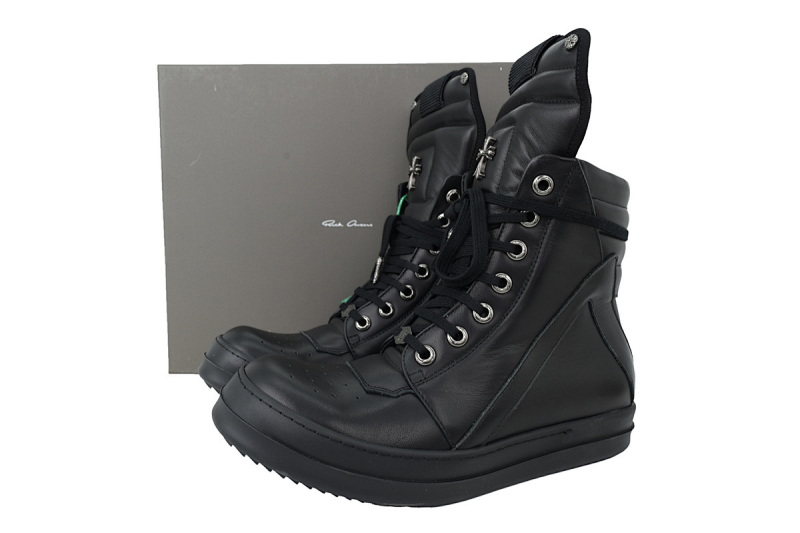 【EA1GZ】克罗心倒三角联名款全黑 里克•欧文斯克罗心高帮休闲鞋Rick Owens Croix All Black