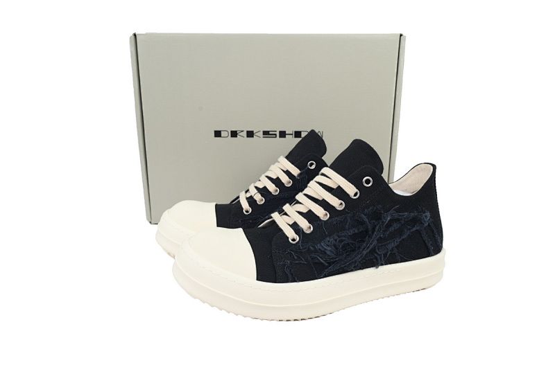 【DA7ET】破坏帆布面 Rick Owens DRKSHDW 贴花 低帮系带时尚 低帮 板鞋 Destruction Of Canvas Surface