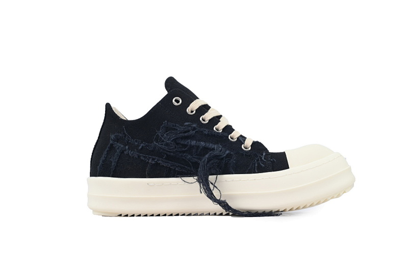 【DA7ET】破坏帆布面 Rick Owens DRKSHDW 贴花 低帮系带时尚 低帮 板鞋 Destruction Of Canvas Surface