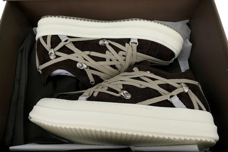 【EA5ET】疯狂绑黑 RICK OWENS/RO Megalace 圆头系带 低帮 板鞋 Crazy Binding Black