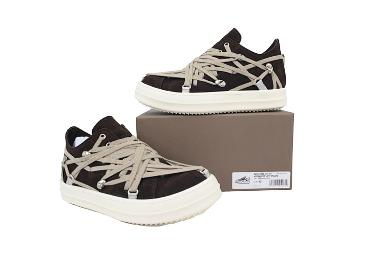 【EA5ET】疯狂绑黑 RICK OWENS/RO Megalace 圆头系带 低帮 板鞋 Crazy Binding Black