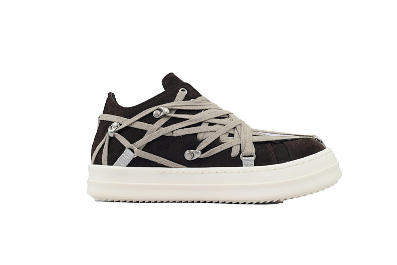 【EA5ET】疯狂绑黑 RICK OWENS/RO Megalace 圆头系带 低帮 板鞋 Crazy Binding Black