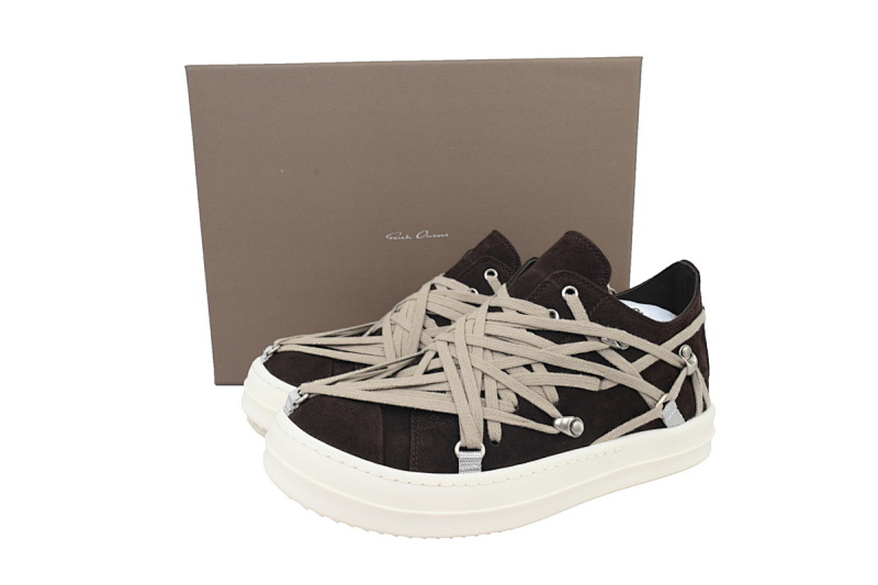 【EA5ET】疯狂绑黑 RICK OWENS/RO Megalace 圆头系带 低帮 板鞋 Crazy Binding Black