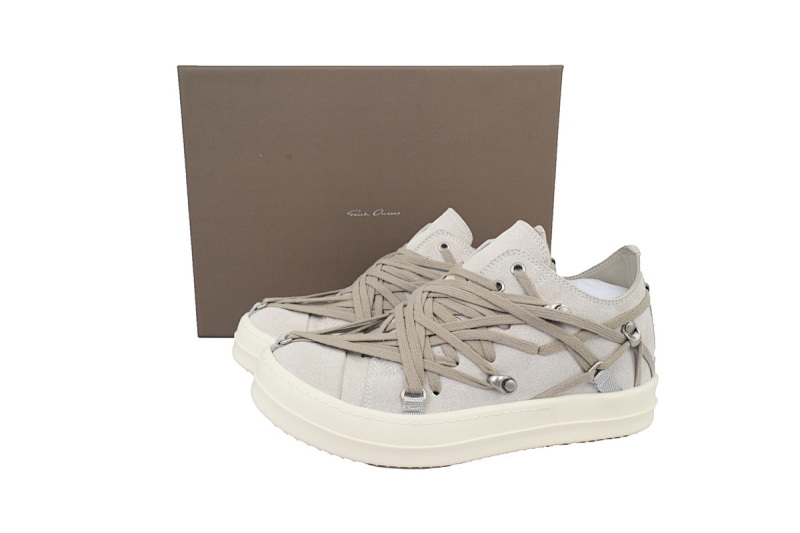【EA5ET】疯狂绑米白 RICK OWENS/RO Megalace  圆头系带 低帮 板鞋 Crazy kidnapped Rice White