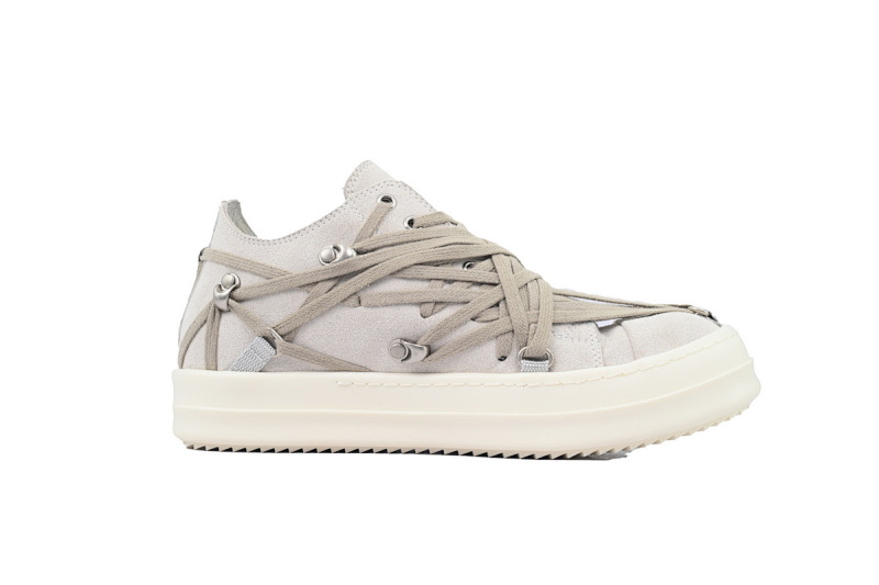 【EA5ET】疯狂绑米白 RICK OWENS/RO Megalace  圆头系带 低帮 板鞋 Crazy kidnapped Rice White